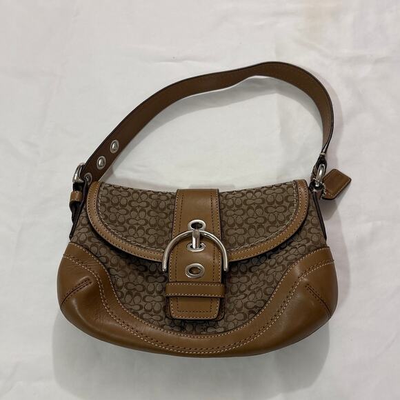 Coach Signature Shoulder Bag Canvas Leather SoHo Bag Brown Logo Y2k Collection - Picture 1 of 11